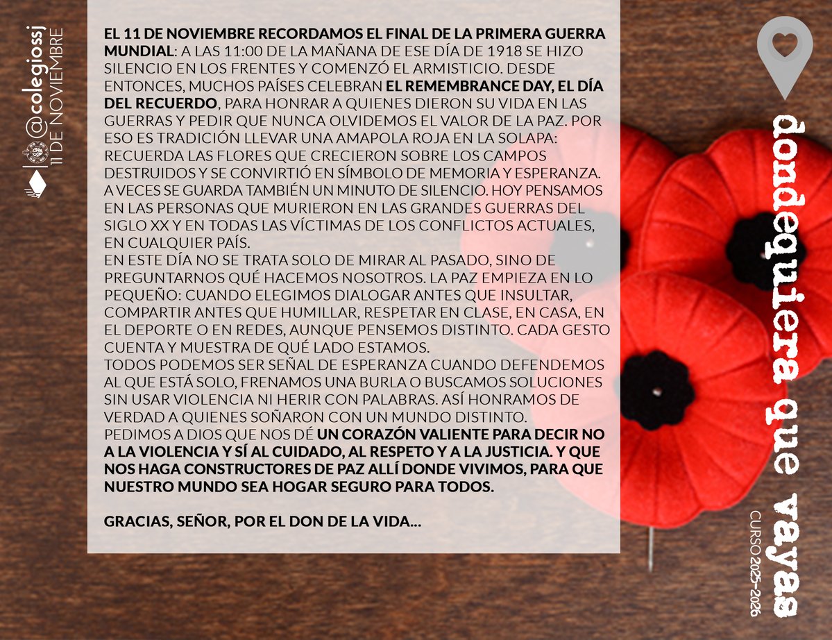 #OraciónDeLaMañana #11deNoviembre Sobre el #RemembranceDay #DíaDelRecuerdo