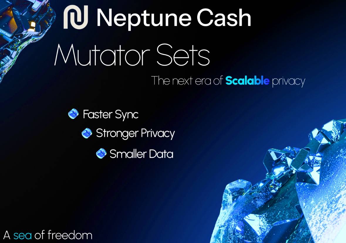 NeptuneCash's tweet image. Mutator Sets are the key to understanding Neptune core. A new way to keep transactions private without slowing down the blockchain.

They allow wallets to verify ownership and balance changes fast, while unlinking who added or removed coins.

In short: faster sync, stronger…