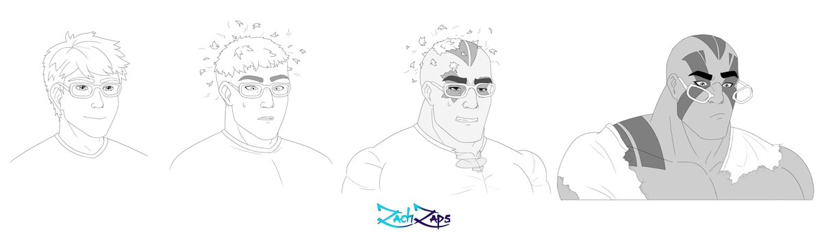 Hello guys! As promised, here is a new #TF #sequence! Sorry for the wait &gt;&lt;
This one is a commission, a TF of #Grog from #VoxMachina ! Grog is such a hot character, those #muscles...🤤 Hope this guy enjoys his new body and identity cause that #transformation is permanent 😈