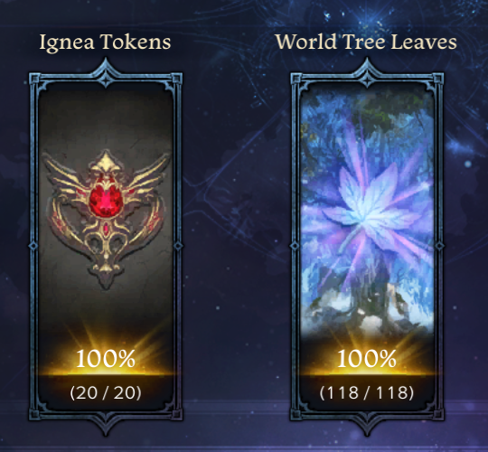 PlayDeafina's tweet photo. tonight, i got 100% world tree leaves and ignea tokens.
only left soul, mokoko and bounties 

@playlostark https://t.co/ZgqpmFZ2TN