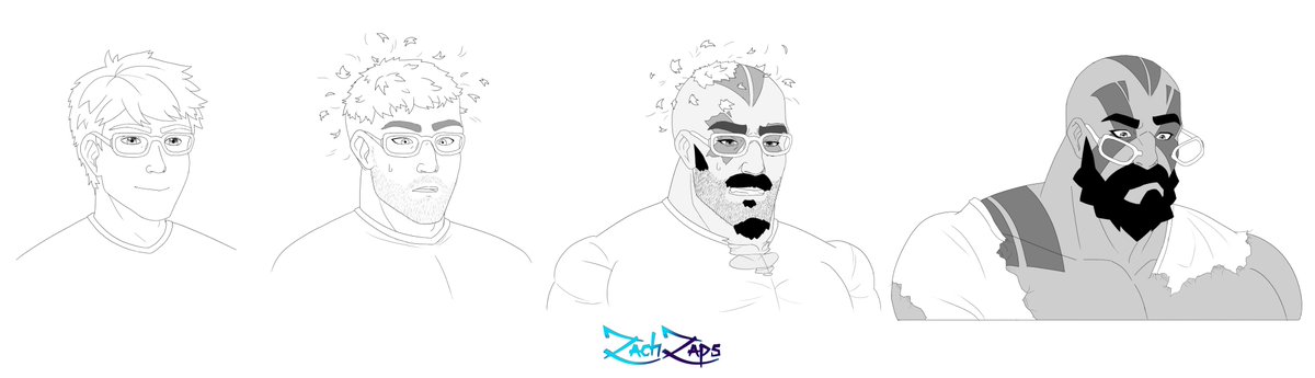 Here's an alt version of my #Grog (from #VoxMachina ) #transformation #sequence with the #beard! I can't really decide which version I like more, he's super hot in both versions 🤤 Hope you guys like this piece, and I'll see you soon with a new #TF !

#muscle #stubble #sfw #pecs