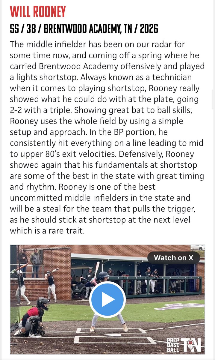 Will_Rooney8's tweet image. Thank you for the write up, @PrepBaseballTN. 
__________________
@BAEagleBaseball @BUncommitted @CoachMattBrooks @nextlevelbb 
@NextLVLProspect @PB_Uncommitted @UncommittedUsa @tnballplayers @UBAuncommitted @TopPreps 
@BSBSCOUT @bsbvault @UncommittedUTR