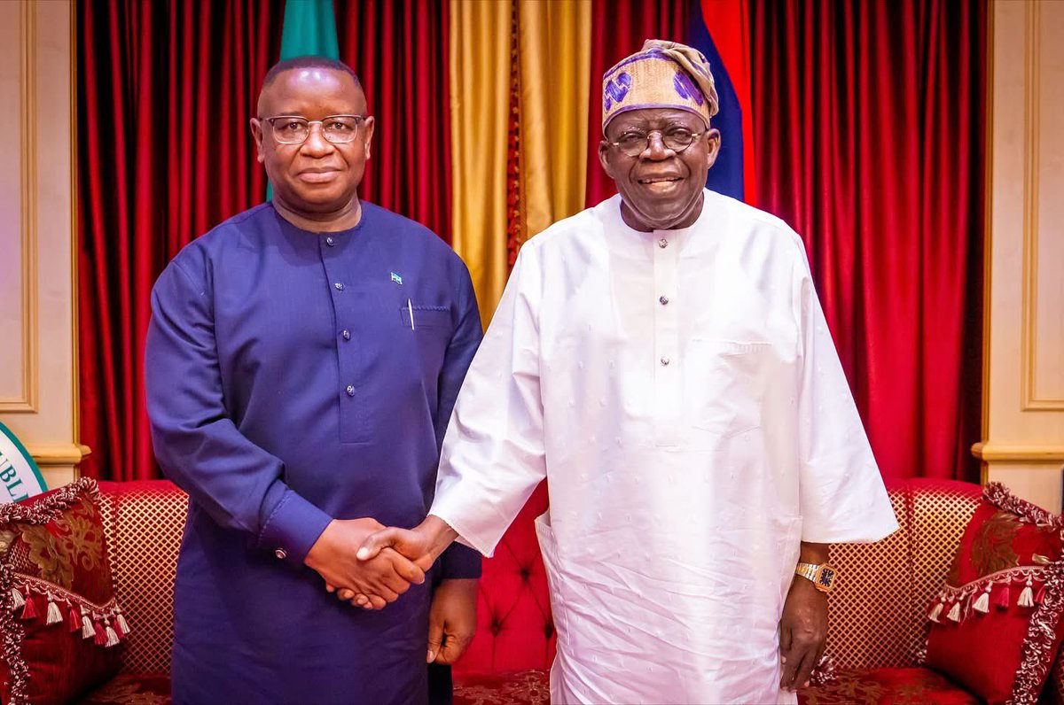 President <a href="/officialABAT/">Bola Ahmed Tinubu</a> received H.E. Dr. <a href="/julius_maadabio/">Julius Maada Bio</a>, President of Sierra Leone and his successor as Chairman <a href="/ecowas_cedeao/">Ecowas - Cedeao</a> on a visit to The Aso Villa, Abuja.
7th November, 2025