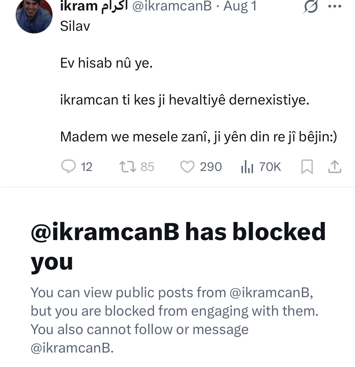 ahmed_rodi25575's tweet image. Neden kaçıyorsun? Neden benimle tartışmaya cesaret edemiyorsun? Öcalan destekçilerine basit bir soru sordum: Kürtler baskı altında, ezilirken bu sokak gösterilerini yaparak ve Öcalan için sloganlar atarak ne elde ediyorsunuz?

#abdullahocalan
#MeşaAzadiyaRêberAPO