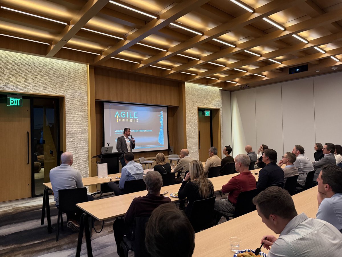 Great night at our future HQ! Chris Pearson from <a href="/agile_space/">Agile Space Industries</a> shared 25+ years of aerospace insights, and Leah Garcia from <a href="/NULASTINnatural/">NULASTIN</a> joined our CEO for a fireside chat on what Founder DNA really looks like in action.