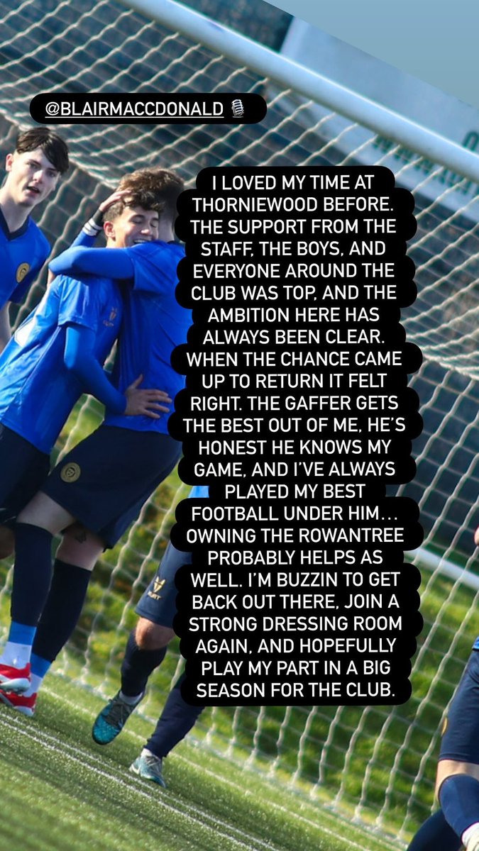 Thorniewood's tweet photo. We asked Blair his thoughts on the move after making his 2nd debut for the club in today’s game ⬇️ 🎙️ https://t.co/SAeSaoz3zi