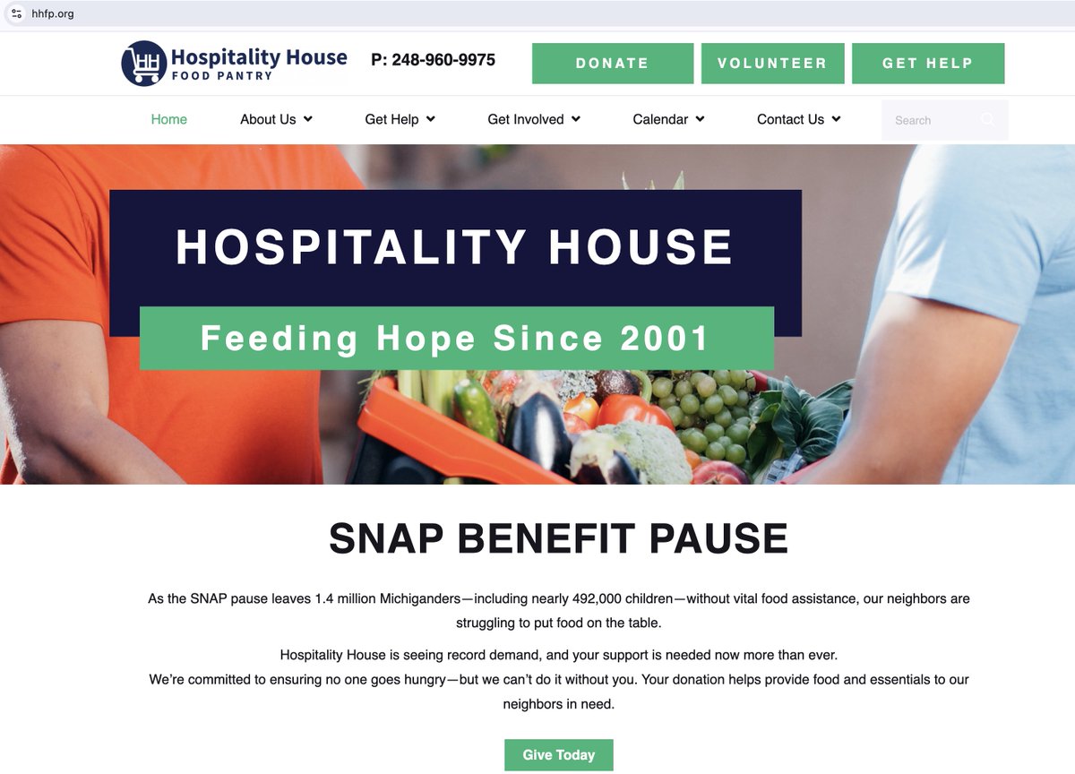 skilluminance's tweet image. 🙏 42M Americans lost SNAP. In MI, that’s 1.4M people, 492k kids. We’re donating &amp;amp; volunteering to help Hospitality House Food Pantry, MI. Want to help too?
Donate directly: hhfp.org/get-involved/d…
Can’t give? Share instead, every bit helps. #endhunger #skilluminance