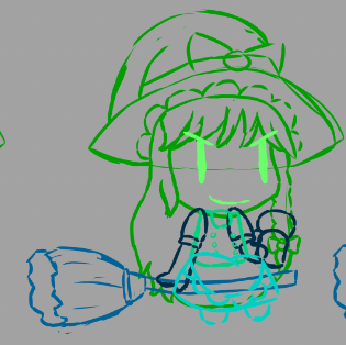 Sketch of our favourite witch, just saying the old Walfas art was absolute aaah #fnfmod #touhouwalfa #marisa #wip