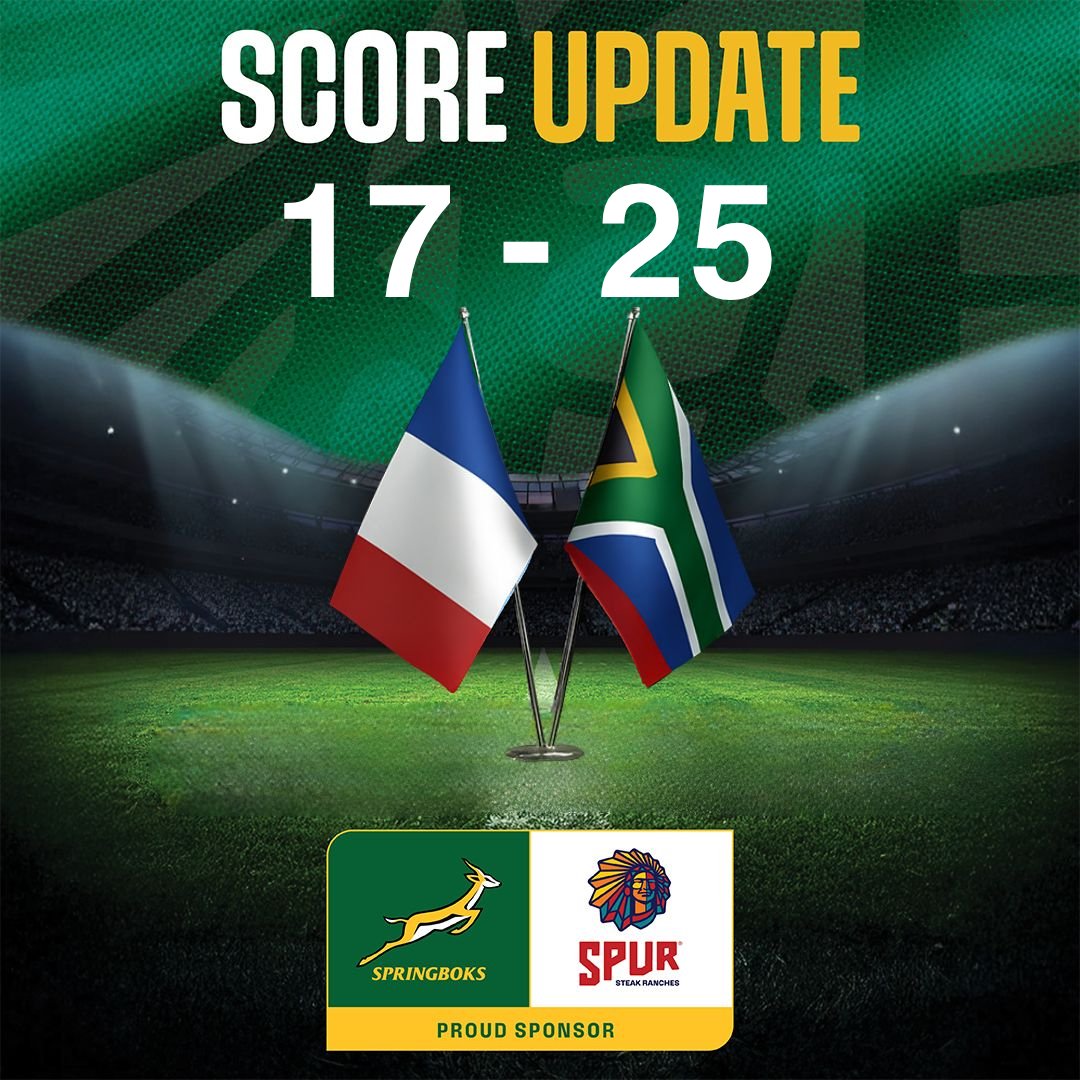 SpurRestaurant's tweet photo. Sacha Feinberg-Mngomezulu keeps the scoreboard ticking 🎯💚

Cool, calm and confident from the tee! 🇿🇦
#BringingPeopleTogether #FRAvRSA #Springboks #ForeverGreenForeverGold https://t.co/JOvezYCDAo
