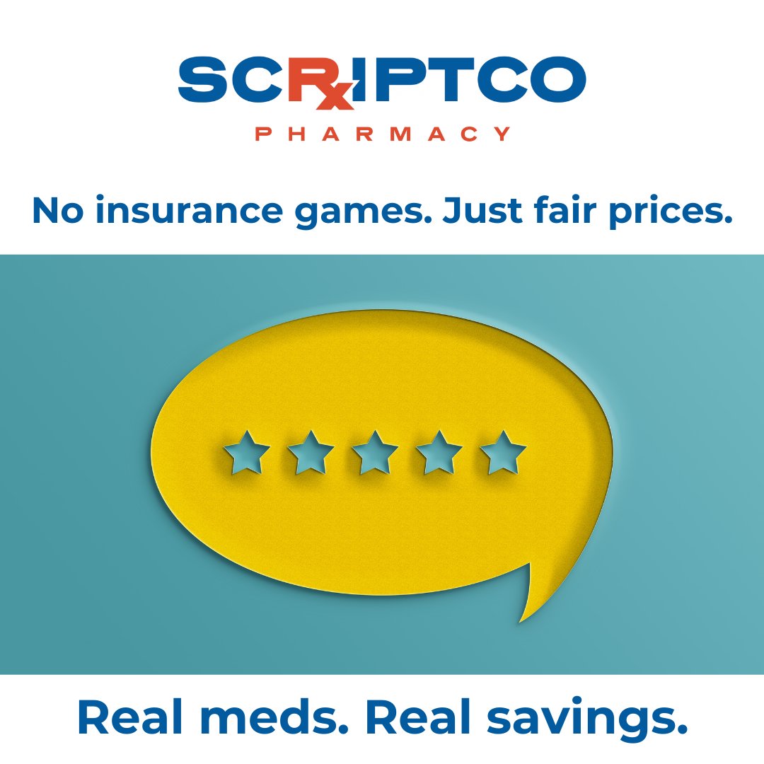 ScriptCoPharm's tweet image. ⭐ “𝘐 𝘯𝘦𝘷𝘦𝘳 𝘩𝘢𝘷𝘦 𝘵𝘰 𝘸𝘰𝘳𝘳𝘺 𝘢𝘣𝘰𝘶𝘵 𝘸𝘩𝘢𝘵’𝘴 𝘤𝘰𝘷𝘦𝘳𝘦𝘥 𝘢𝘯𝘺𝘮𝘰𝘳𝘦.” - Google review
ScriptCo keeps pricing transparent — no insurance markups, no surprises.
💊 Real meds. Real savings.
👉 ScriptCo.com
#RealSavings #TransparentPricing