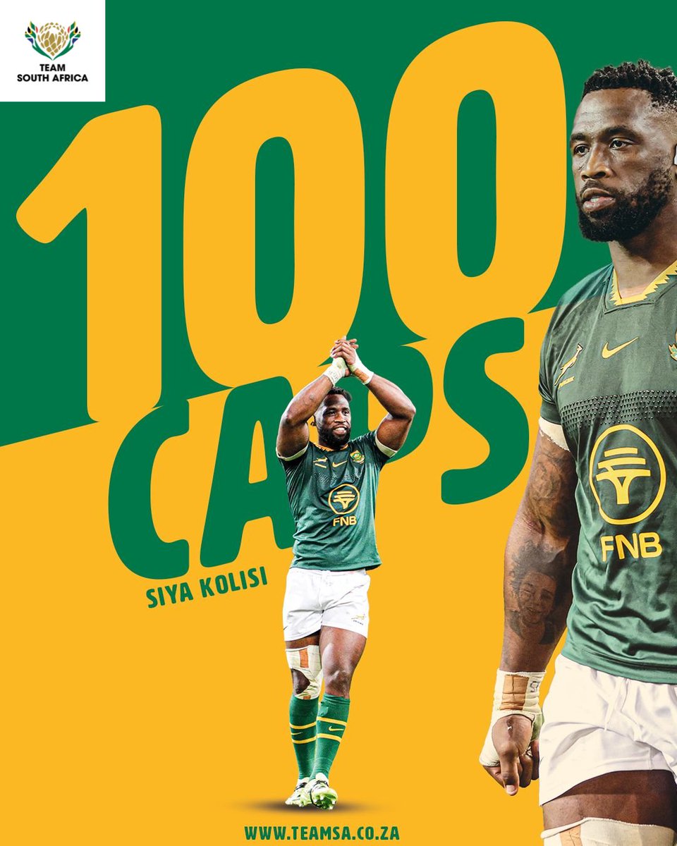 A massive Congratulations to Siya Kolisi! 🙌🏉

A monumental achievement — 100 caps for the Springboks! 🇿🇦

Your leadership, passion, and pride for the green and gold continue to inspire a nation.

#Springboks #TeamSA #ForMyCountry