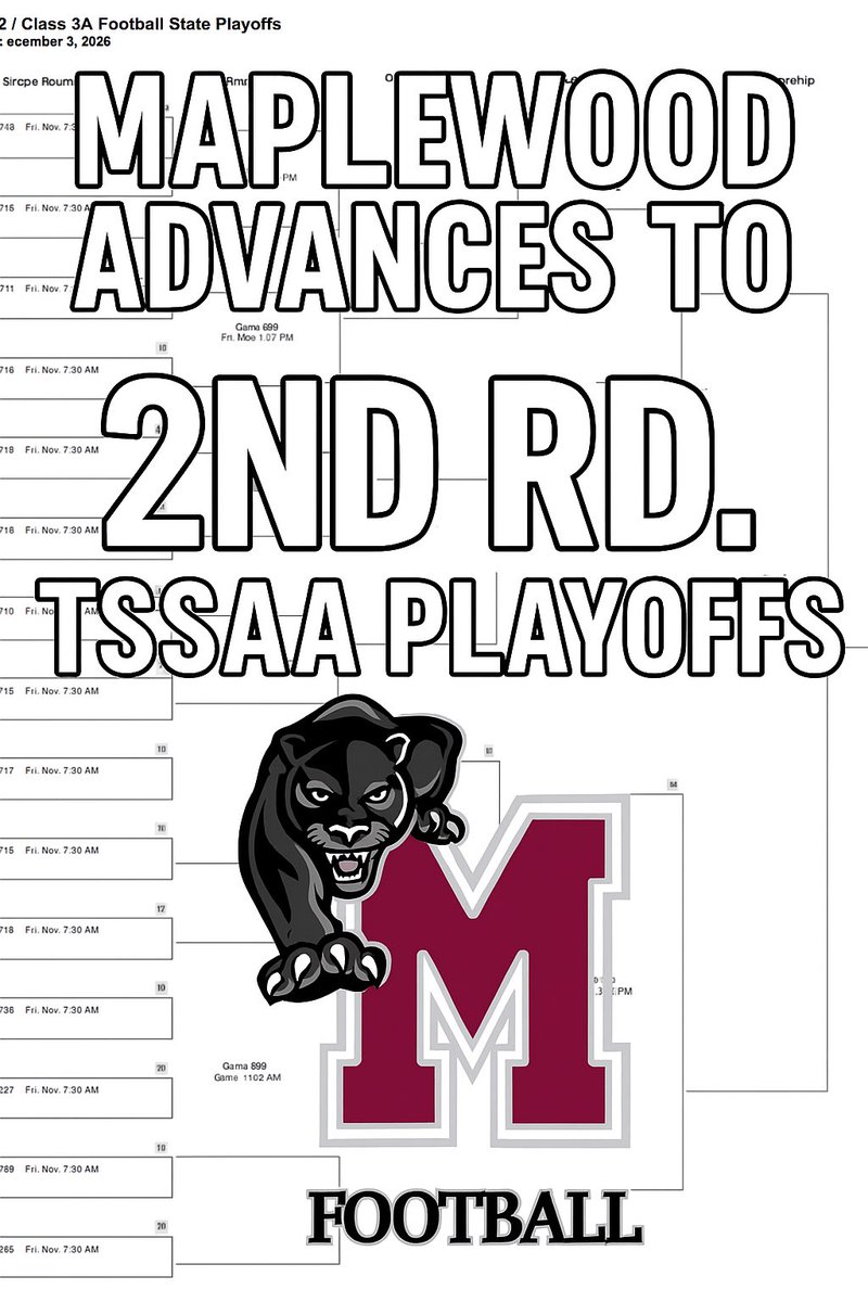 For the first time since 2018, your Mighty Panthers are advancing to the 2nd Round of the TSSAA Playoffs!

Let’s keep the momentum rolling — show your support, wear your maroon, and back the boys as we continue our playoff run!