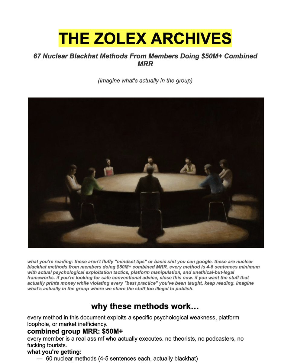 _ProfitPath's tweet image. you could be making $100k/month if you knew these blackhat strategies...

there&apos;s a group doing $50M+ combined MRR that just shared 67 methods for FREE...

one prints $35k/month from a 90-minute Google Doc, another adds $60k/year by pre-checking one fucking checkbox...

same…