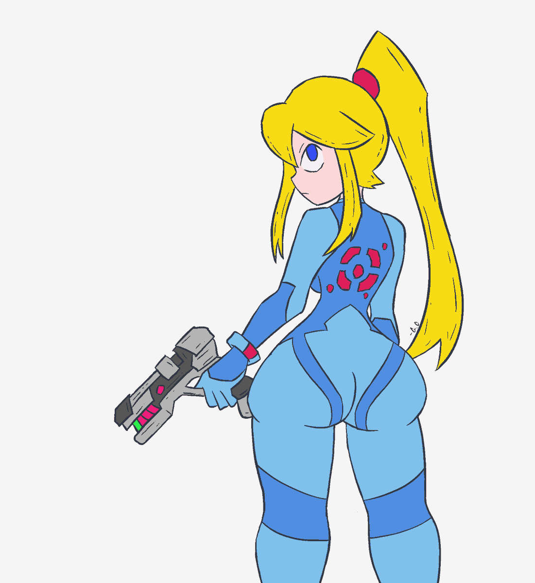 gabcdraws's tweet image. (Metroid) Zero Suit Samus doodle