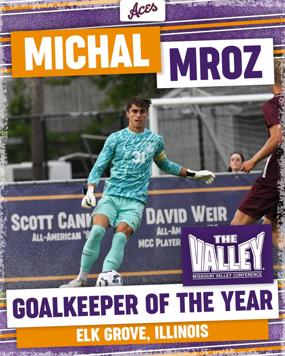 𝗚𝗼𝗮𝗹𝗸𝗲𝗲𝗽𝗲𝗿 𝗼𝗳 𝘁𝗵𝗲 𝗬𝗲𝗮𝗿 🧤

Michal Mroz becomes the first Purple Ace in program history to be named MVC Goalkeeper of the Year!

⚽️ #ForTheAces