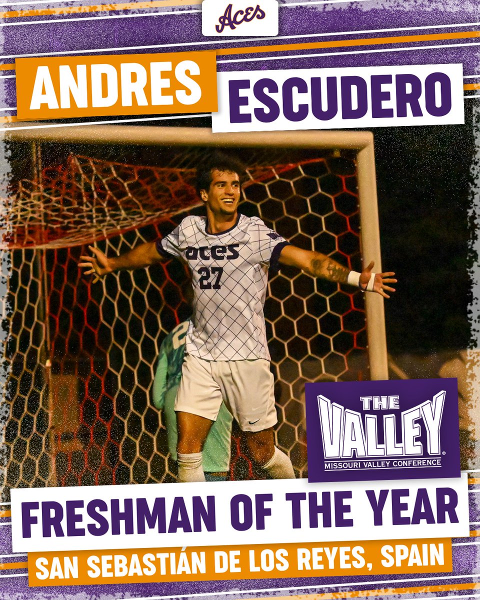 𝗙𝗿𝗲𝘀𝗵𝗺𝗮𝗻 𝗼𝗳 𝘁𝗵𝗲 𝗬𝗲𝗮𝗿 🏅

Following a stellar debut season, Andres Escudero becomes Evansville's fourth MVC Freshman of the Year since 2020!

⚽️ #ForTheAces