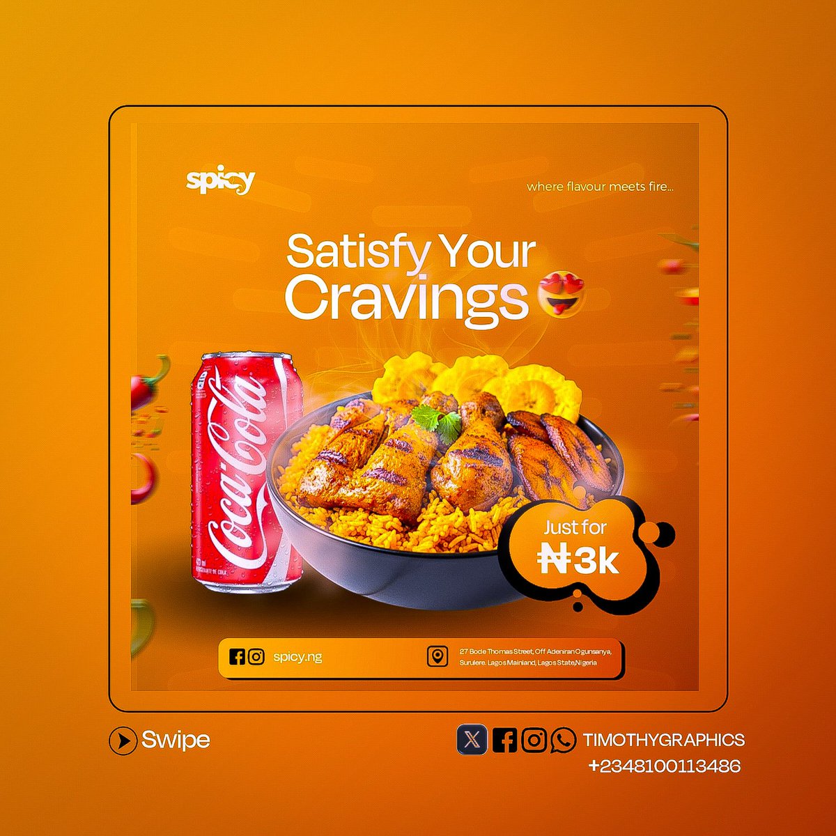 X10official_'s tweet photo. Project: Spicy – Food Flyer (Style 2)
Exploring bold visuals, appetizing tones, and rich colors that truly satisfy your craving 🍛🔥
A fresh design concept built around flavor, heat, and visual balance.
#DesignProject #FoodFlyer #GraphicDesign #NaijaCreatives https://t.co/XzTfkip7Zj