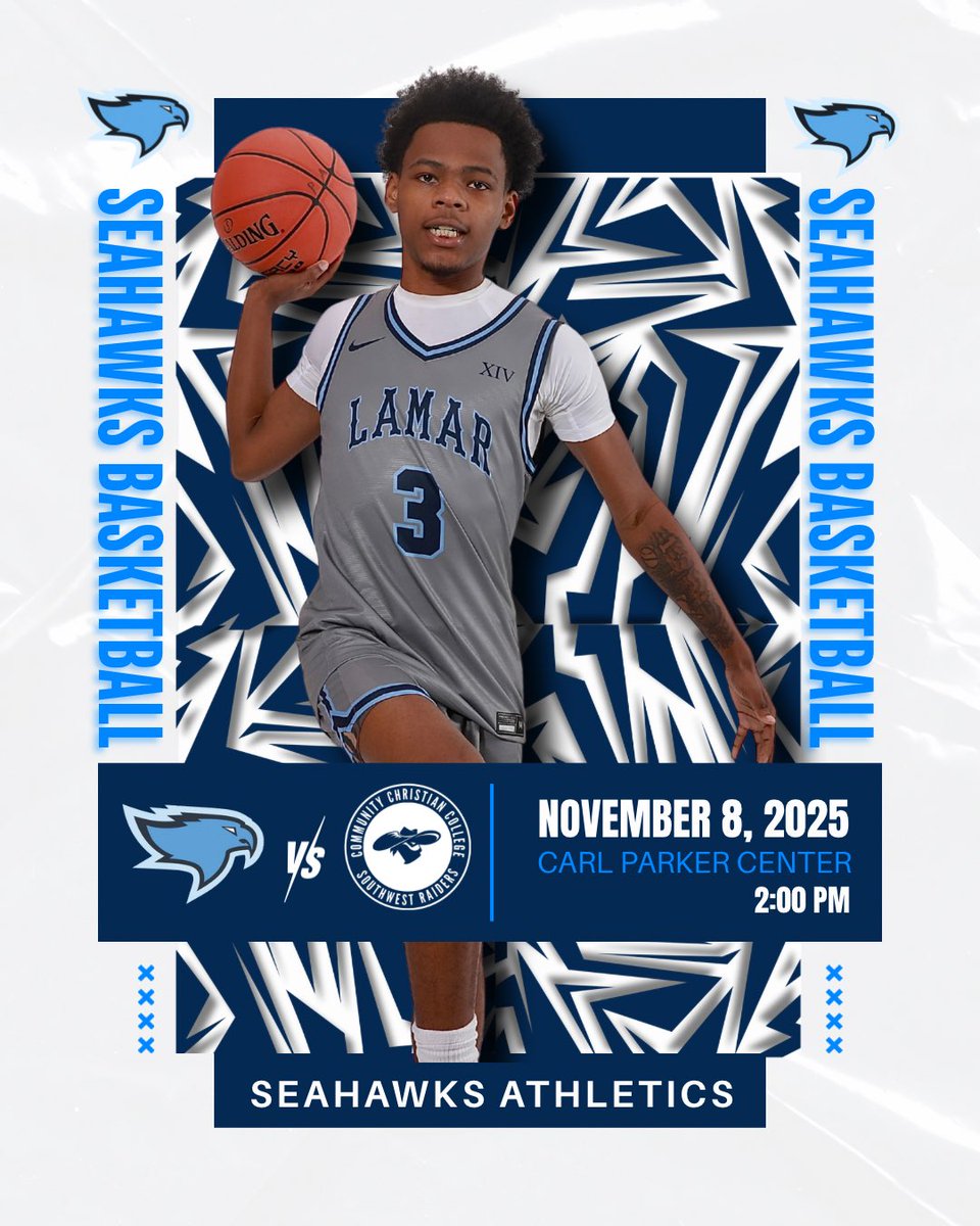 🏀 IT’S GAME DAY! 🏀 

🆚 Southwest Community Christian College
⌚️ 2:00 PM
📍 Port Arthur, TX
🖥️ lamarstateseahawks.com/sports/Seahawk…

#SeahawksAthletics | #WingsUp