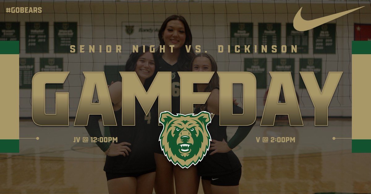 SENIOR NIGHT 🎉✨💚

Come and support our seniors today as we take on Dickinson! 

JV @ 12:00

V @ 2:00 

We are so proud of these girls for all they have accomplished this far, and can’t wait to see what is next! 

#gobears #clawsup