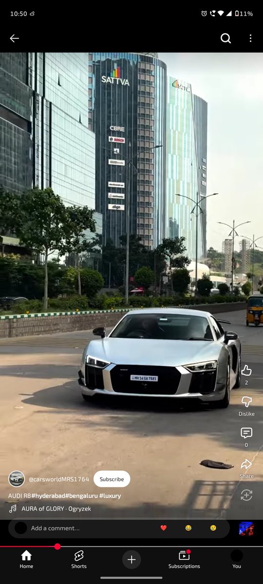 indian_devu's tweet photo. @HYDTP @CPHydCity  MH 14 GA 7821 silver colour Audi R8 .. is driving rashly EVERYDAY on knowledge city road. This is against Motor Vehicle act section 112, section 183, section 184.
VEHICLE IS DRIVING DAILY IN FRONT OF MADHAPUR TRAFFIC POLICE STATION AND NO ACTION IS BEING TAKEN. https://t.co/nQiY4ZqynI