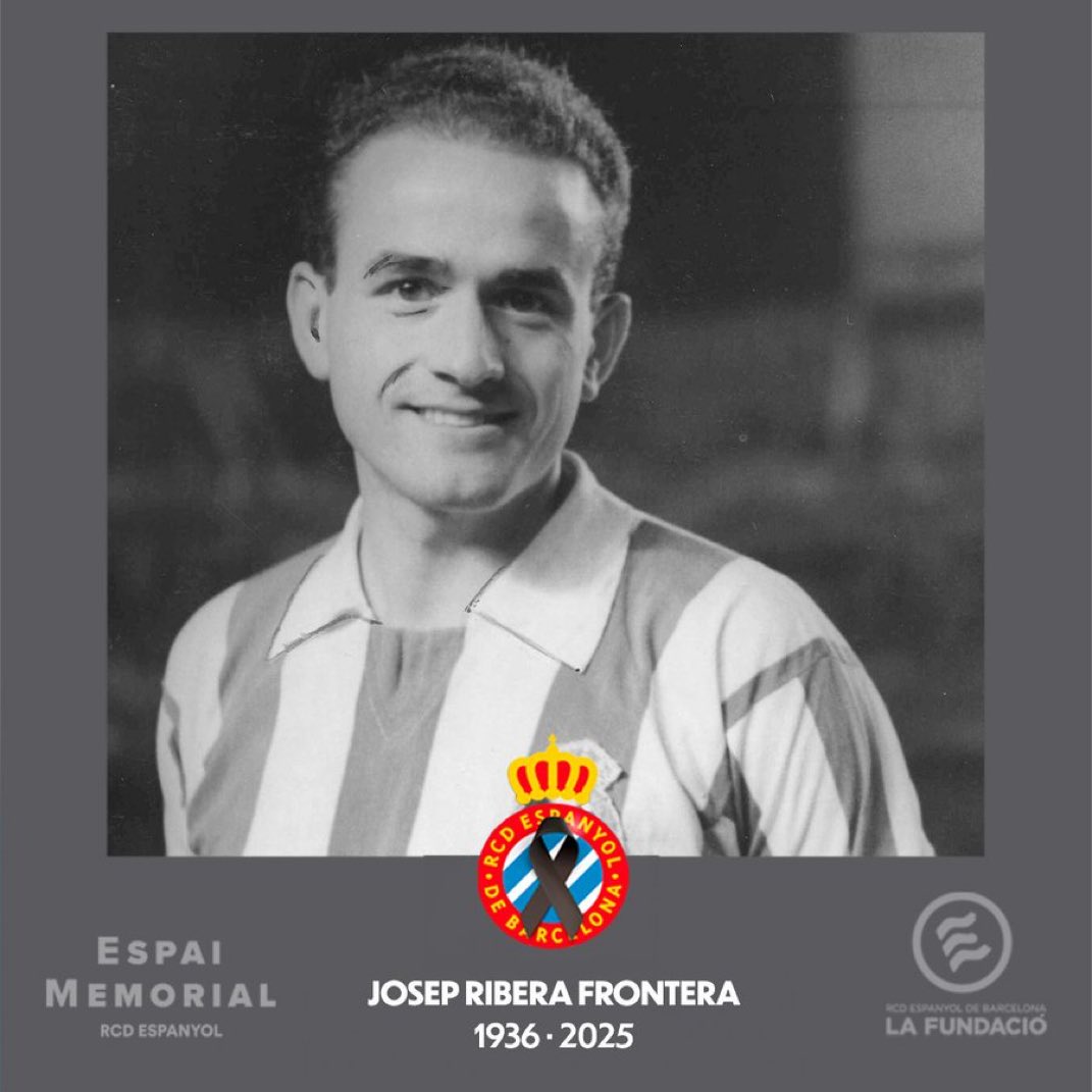Desde la Agrupación de Veteranos del RCD Espanyol de Barcelona, enviamos nuestro más sentido pésame a la familia y  amigos de Josep Ribera Frontera exjugador de nuestro club entre los años 1958 a 1962 y padre de Nan Ribera. D.E.P.