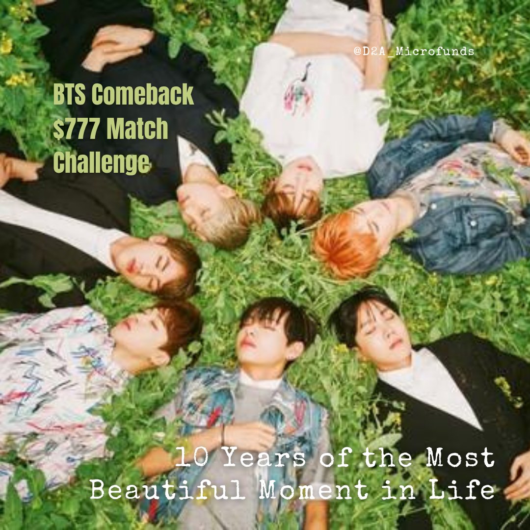 D2A_MicroFunds's tweet photo. 🦋 Will you stay by my side? (Will you?) 🦋

Thank you to all the ARMY who’ve helped us reach 75% of our The Most Beautiful Moment In Life match challenge. Can you chip in or spread the word so we can meet our $777 match goal for BTS 2026 Comeback? 💜

💰 579/777
🔗 https://t.co/ICXGy5LgwI (or search lulu1014)
