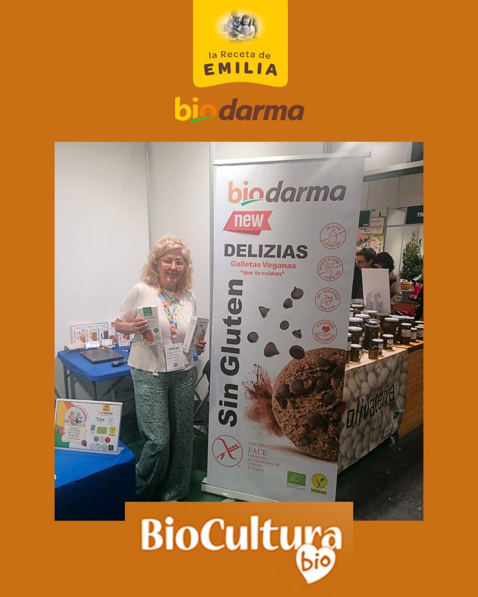 biodarmaeco's tweet photo. Estamos en #BioCulturaMadrid 🌱 presentando nuestras galletas ecológicas #BIODARMA 🍪
Un placer recibir la visita de Su Majestad la Reina de España, interesada en proyectos que apuestan por una alimentación consciente. 💚
#Sostenibilidad #SinGluten #EcoFriendly https://t.co/F4R0NxiQUQ