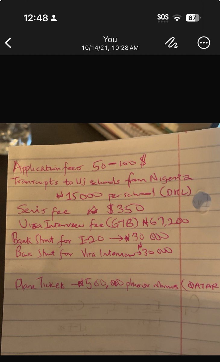 Back in 2021, this was my rough budget for the F1 visa process.
Application fees, SEVIS, visa interview, transcripts, plane ticket.

Fast-forward to today, everything’s doubled (or more).
The dream still costs more, but it’s still worth it.

#F1Visa #StudyAbroad #FromNigeria