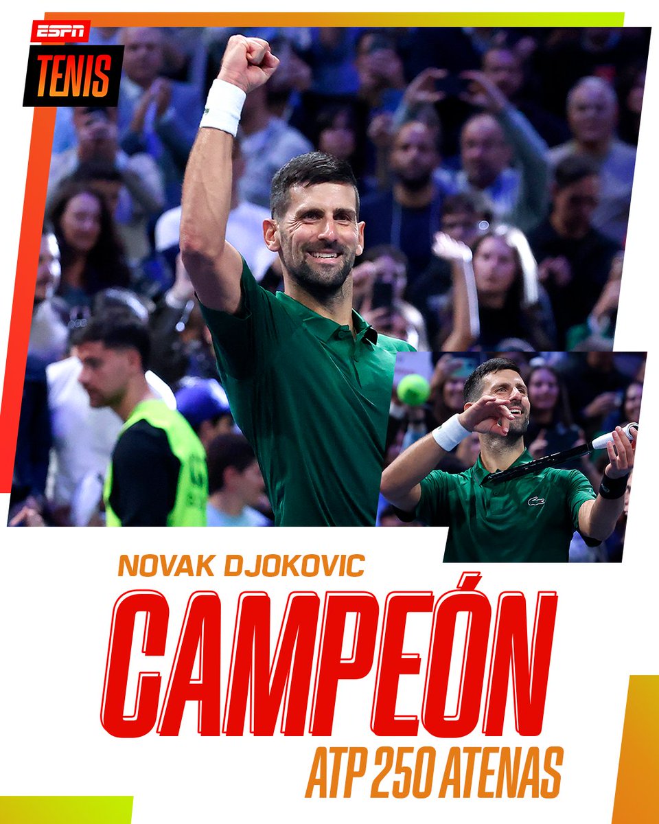 DIOS SERBIO EN #ATENAS. 👑

Con 38 años, 🇷🇸 Novak Djokovic remontó un partidazo, superó 4-6, 6-3 y 7-5 a 🇮🇹 Lorenzo Musetti y gritó campeón en la capital griega. 🏆

🐐 Ya son 101 consagraciones para el GOAT indiscutido del tenis.