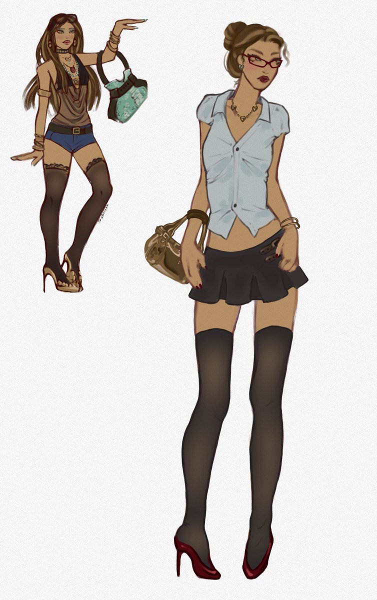 atominkk's tweet image. Okay so today’s challenge was to dress her with an uniform (I just did what I wanted💀 and drew her as an office siren so…)