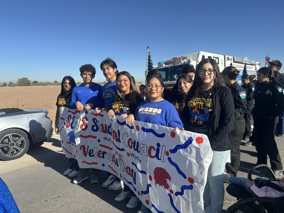 Proud of our Student Council, Band, NJROTC, Starlettes and Law Enforcement for representing <a href="/SanElizarioHS/">San Elizario High School</a> at the City of San Elizario Veterans Parade! 🇺🇸💙💛 Honoring those who served and showing our Eagle pride in the community! <a href="/TroyEnriquezSE/">T. Enriquez SEHS</a>