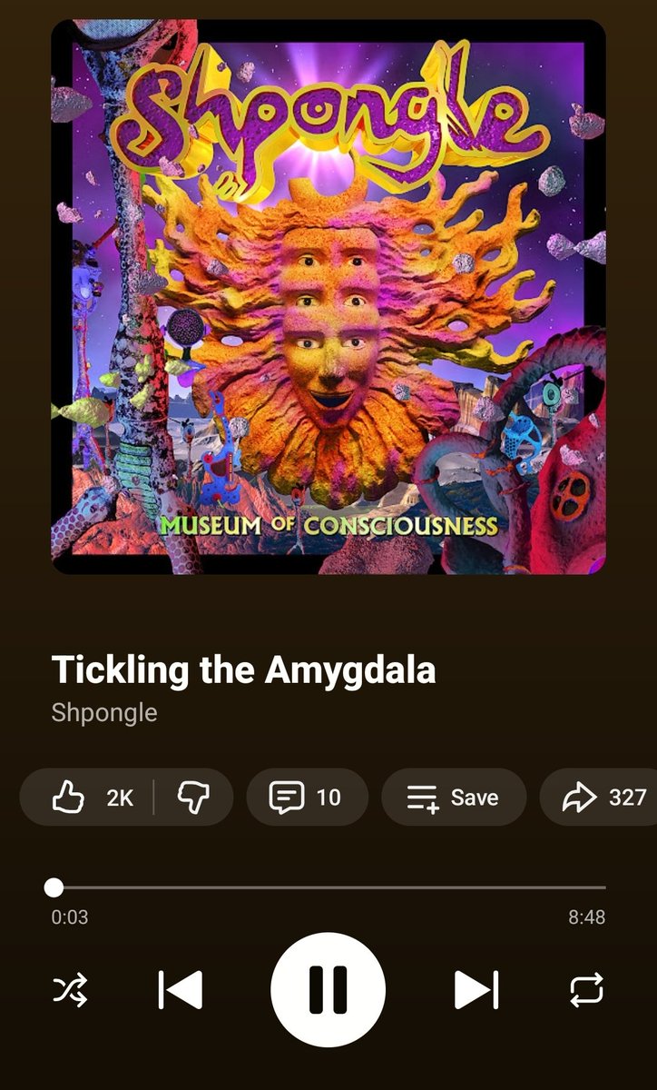 ezCeeZee's tweet photo. @bryan_johnson Museum of Consciousness (entire album) by Shpongle.

They make sounds that tickle your tripping brain.  Including the aptly named; https://t.co/Z9Hh5Vxb89