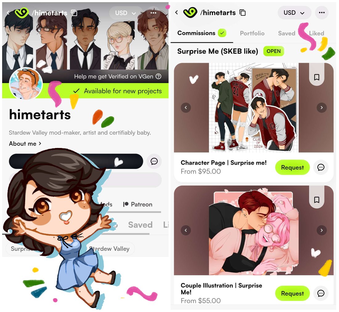 himetarts's tweet image. it's my balloon day !! 🎉 I am now available on VGen and it'd mean the world to me if you helped me get verified for my birthday 🥺

a follow or an RT helps! offering regular commissions and Stardew valley portraits #VGenOpen 

— vgen.co/himetarts 🌿🌿