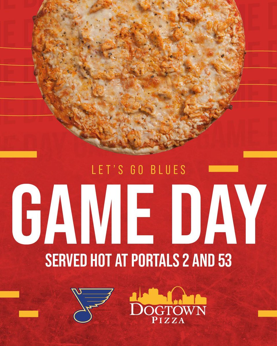 Fans yell “SHOOT” we yell “SLICE” 🍕🏒 Grab your favorite flavor at portal 2 &amp; 53!

#DTP #DogtownPizza #STLBlues #STL