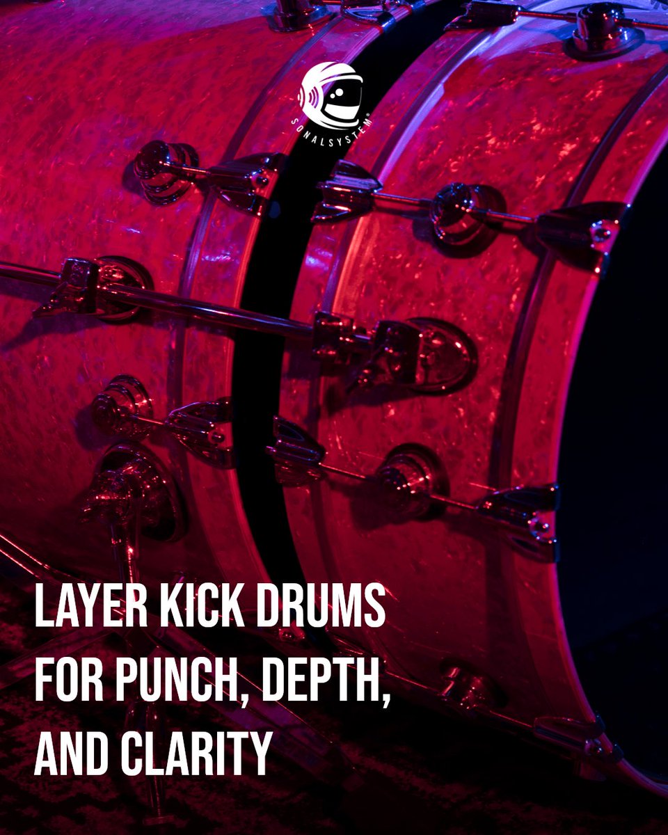 SonalSystem's tweet image. Layering kick drums: sculpt space and texture.

Punchy kick for impact.
Sub bass for low end.
Click or snap for clarity.

Use SonalSystem&apos;s sample packs to find perfectly matched layers that work together. 

#MusicProduction #MixingTips #Beatmaking #ProducersLife #DrumSounds