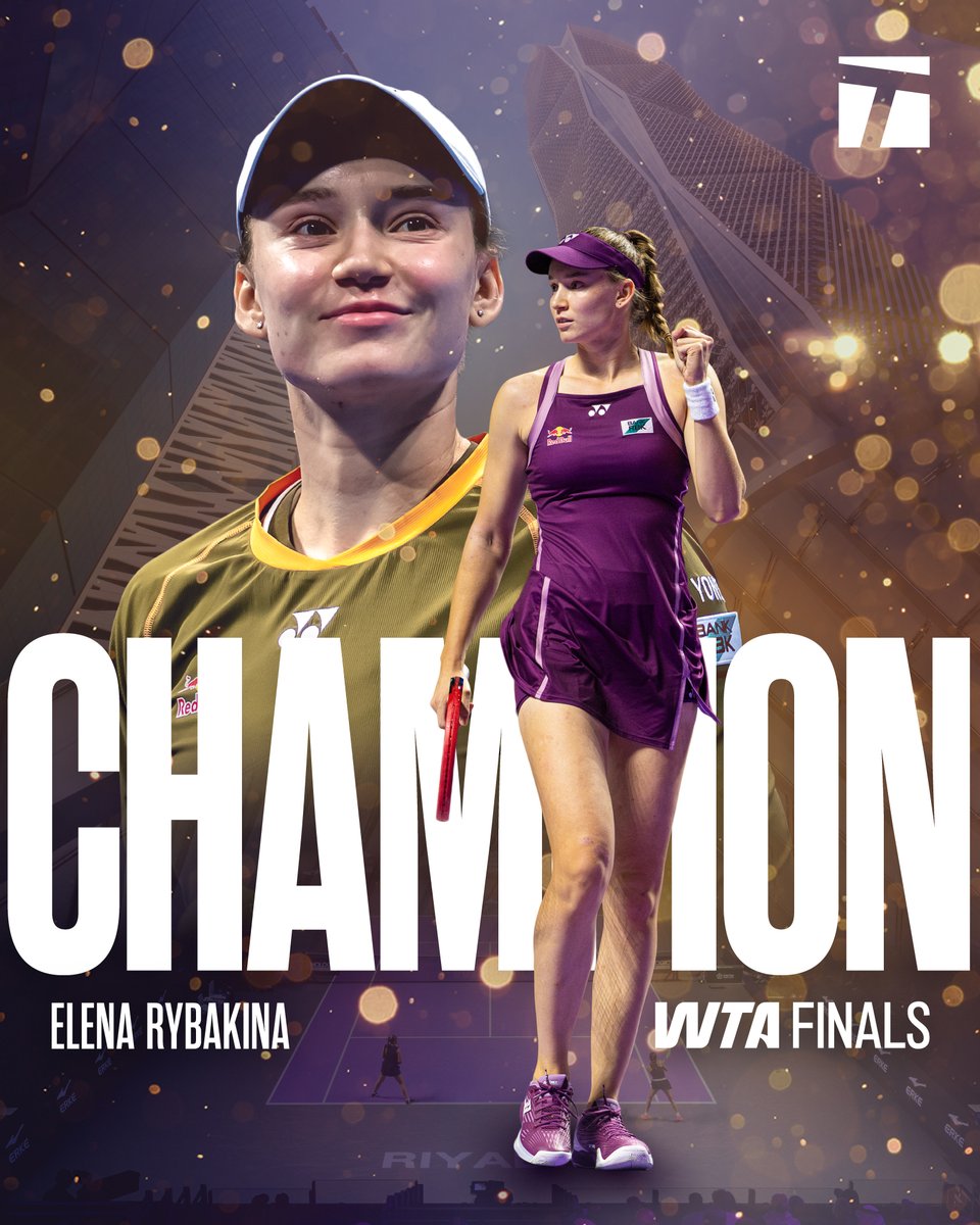 TennisChannel's tweet image. RYBAKINA RULES IN RIYADH 👑

She defeats Sabalenka to capture the WTA Finals title!

#WTAFinalsRiyadh