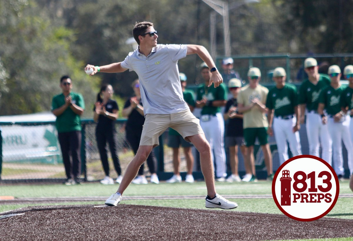 813Preps's tweet image. What’s great way to start a fun afternoon of 813 baseball as @UTampaBaseball alum @JLeasure8 (Riverview alum) and @USFBaseball alum Jimmy Herget toss first pitches prior to today’s two, 7-inning scrimmages. Still plenty of time to join us at Red McEwan on USF campus.