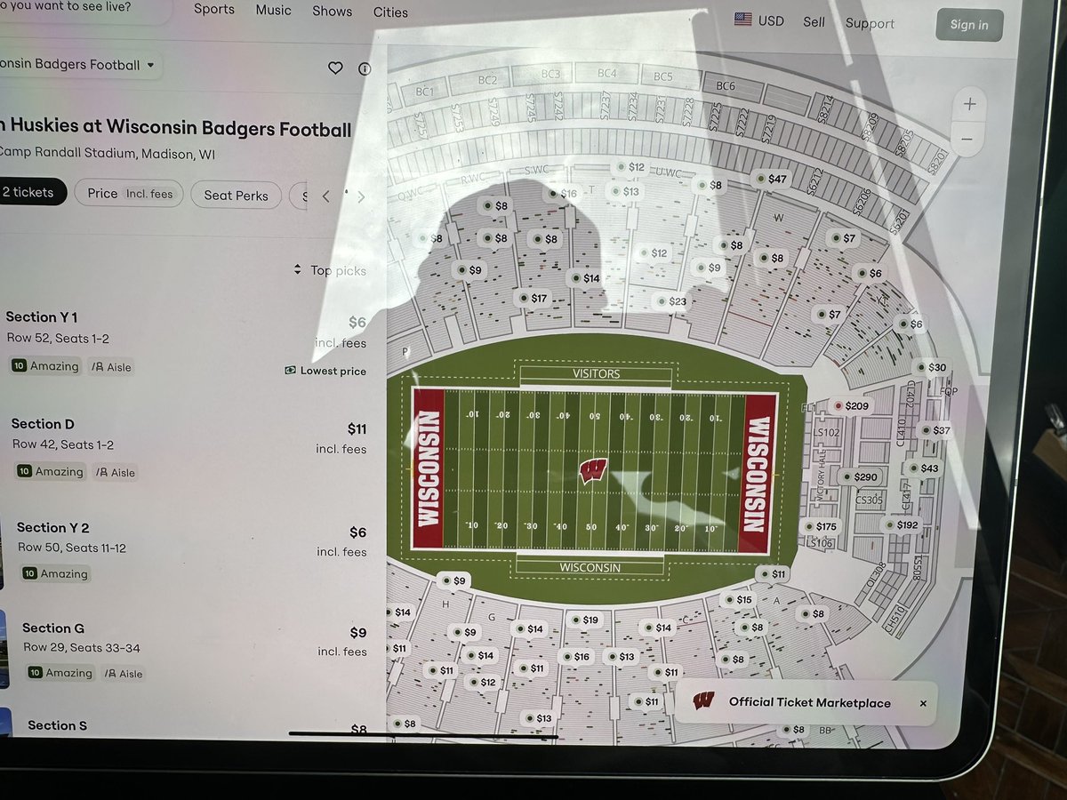 WIAA playoffs games were 7 bucks last night. 

You can watch the Badgers play today for 6 in section Y.