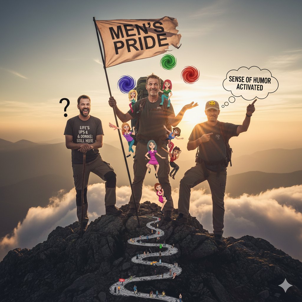 Men’s pride is surviving life’s ups and downs, handling women’s chaos like it's a hobby, and somehow still having a sense of humor 😎