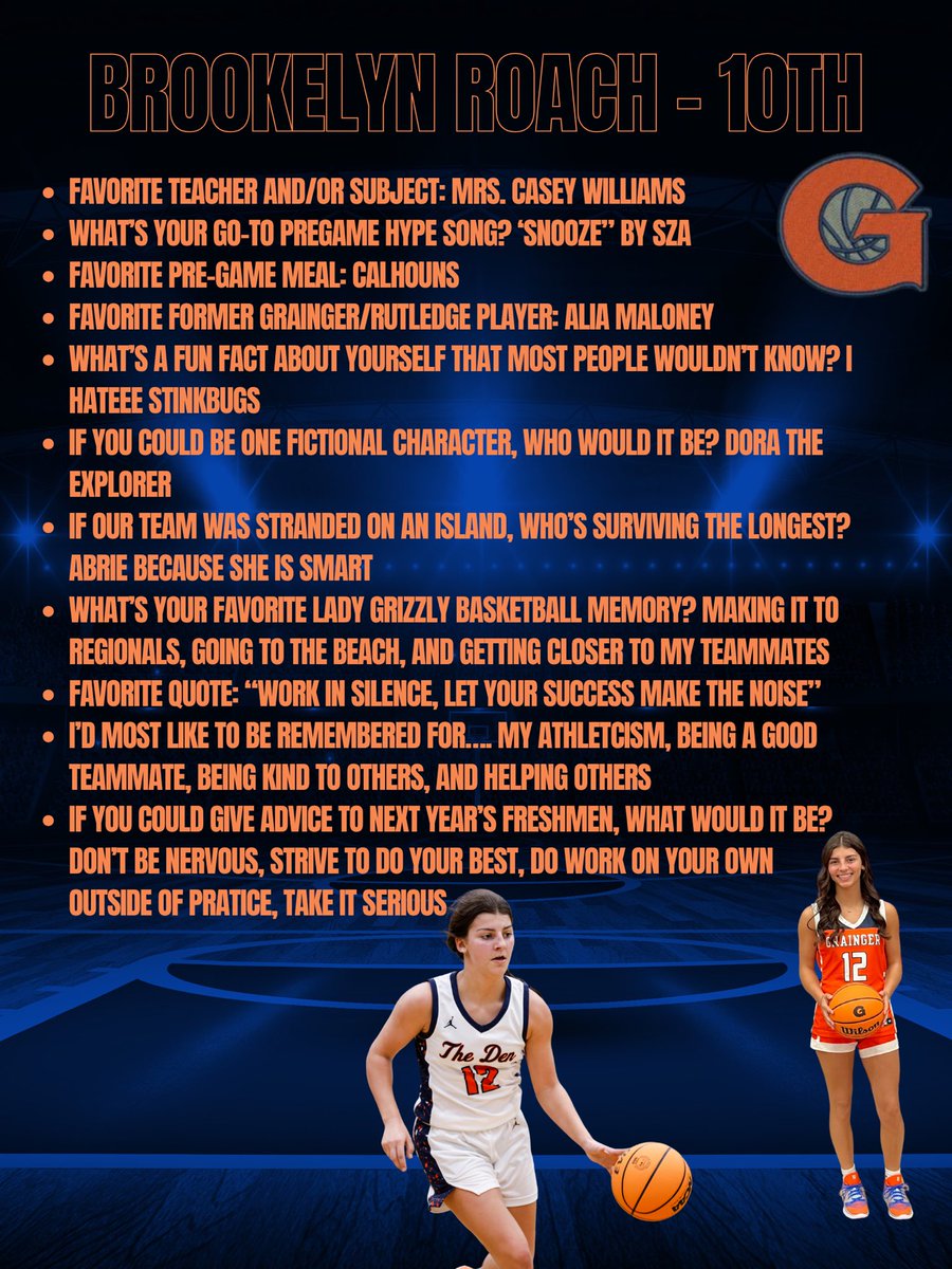 10 days until-tip off!! Today we spotlight sophomore guard <a href="/brookelyn_roach/">Brookelyn Roach</a> After a phenomenal Freshman season she’s poised to repeat it this season. No one out works this kid. Very proud of her, can’t wait to see her on the hardwood this season!!