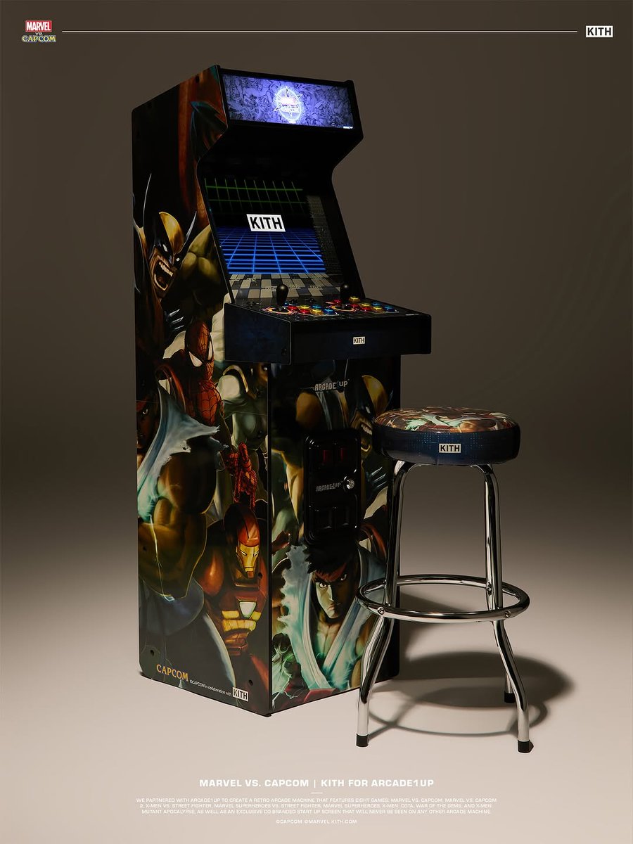 JustFreshKicks's tweet image. Kith x Arcade1Up "Marvel vs. Capcom" Gaming Machine 🕹️ 

🗓️ November 10th
💰 $895