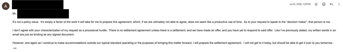 timeforus_org's tweet image. 166/
I accomplished my goal.

Amy did not seem thrilled, but she agreed to send over a correctly formatted offer.

She explained what she felt she had to, but ultimately chose the path forward.

#TimeForUs #NextSteps