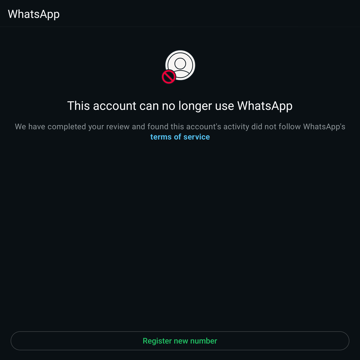 Posted on <a href="/WhatsApp/">WhatsApp</a> status this morning about StanChart Nigeria <a href="/StanChartNG/">StanChart NG</a>... Next thing I know, my line is suddenly labeled a spam account and then is disabled permanently after I complained. It would be nice to know which terms were violated <a href="/finkd/">Mark Zuckerberg</a>. Or is using web.WhatsApp