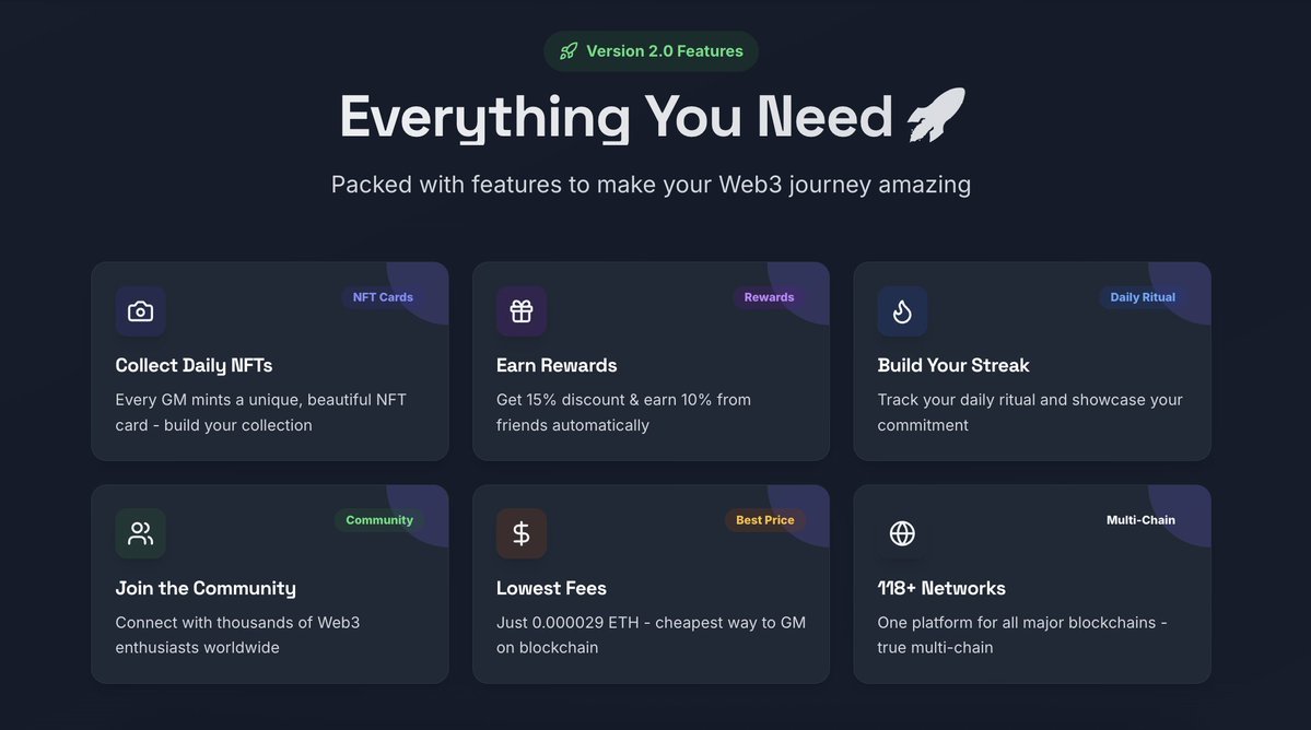 OnChainGm's tweet image. Introduction OnChaingmV2🚀

🌞 Your daily Web3 ritual OnChainGM just got completely reimagined with V2