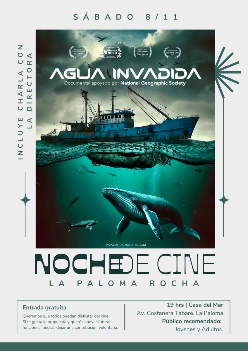 La Paloma, nos vemos hoy 7 pm!!! Documental gratis y charla con la directora, el biólogo marino, un pescador y fotógrafo de fauna!