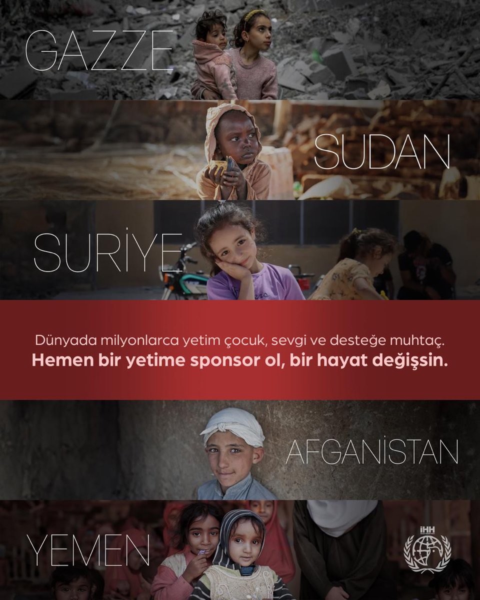 Dünyada milyonlarca yetim çocuk, sevgi ve desteğe muhtaç.   
Hemen bir yetime sponsor ol, bir hayat değişsin. 
🤍 Aylık Yetim Sponsorluk Bedeli: 800 TL
(1 Ocak 2026 itibarıyla aylık 1.000 Tl olacak)

Hesap Adı:  Şanlıurfa İHH 
(Şanlıurfa İnsan Hak ve Hürriyetleri İnsani Yardım