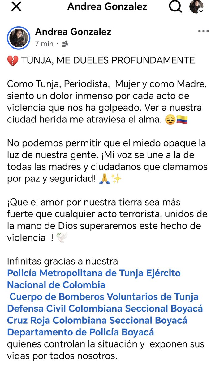 AndrewGonzalezT's tweet photo. 💔 TUNJA, ME DUELES PROFUNDAMENTE

@PoliciaColombia
@PoliciaMTunja
@PoliciaBoyaca https://t.co/buH2skzINM