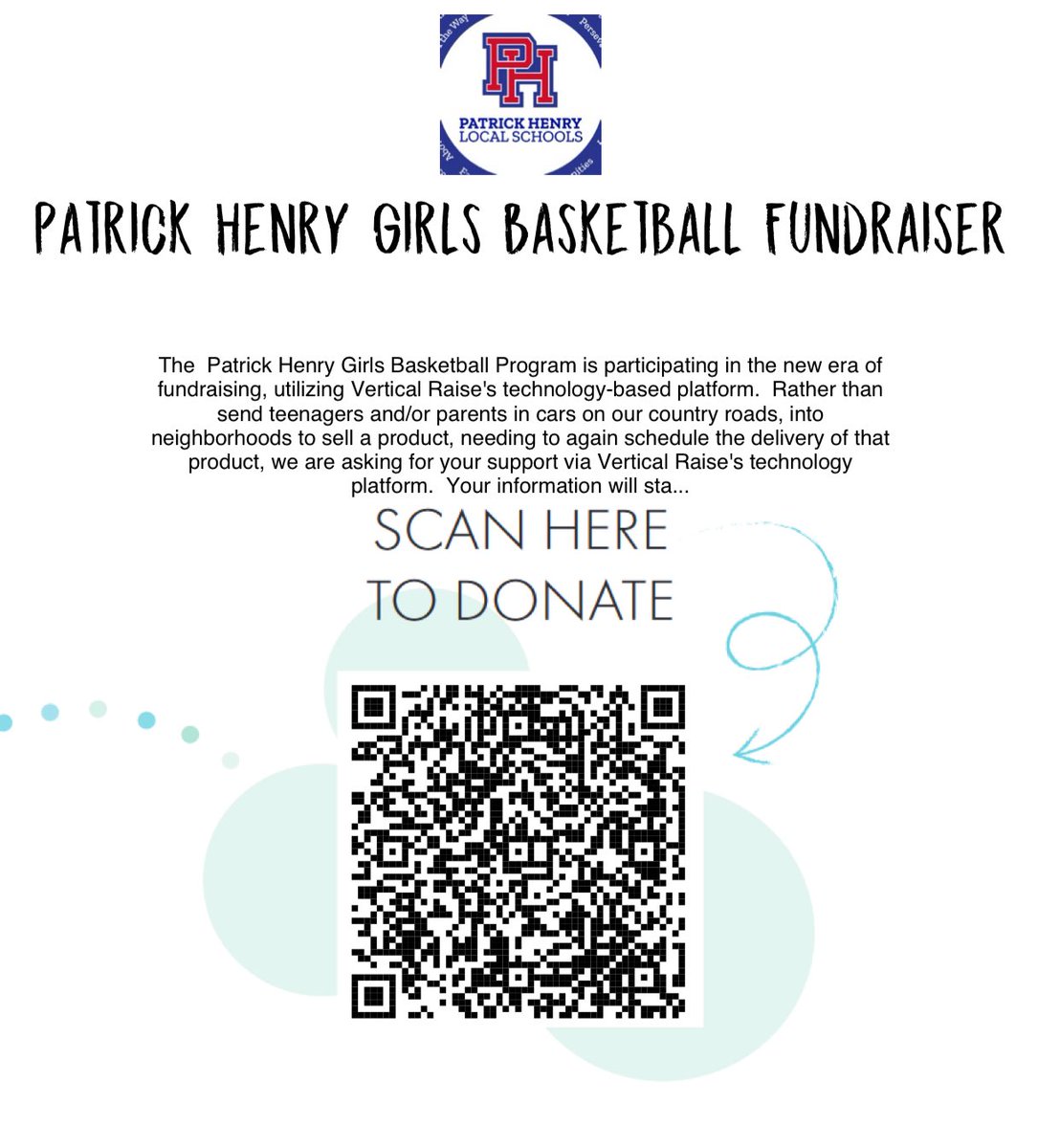 PHGirlsHoops's tweet photo. Lady Patriot Basketball is raising funds for the upcoming season! We’d love your support through our Vertical Raise fundraiser. https://t.co/qXHsdklTM8