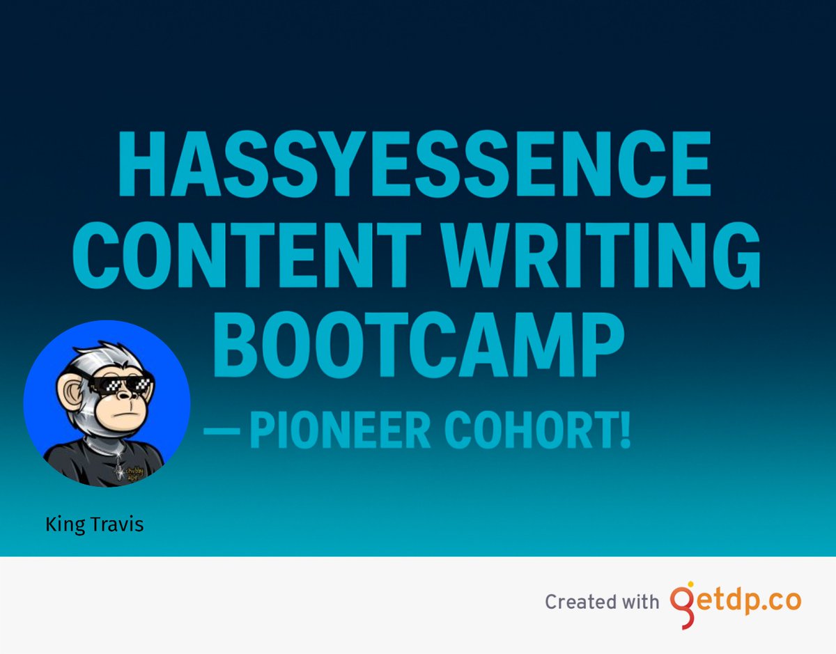 travisofweb3's tweet image. Being in content writing for long now,learnt a lot from from different experience I came across and challenges but when I heard about @HassyEssence is hosting a content writing #bootcamp so I say to my self why not sign up on this? 

You might be wondering why ?

This is my why,…