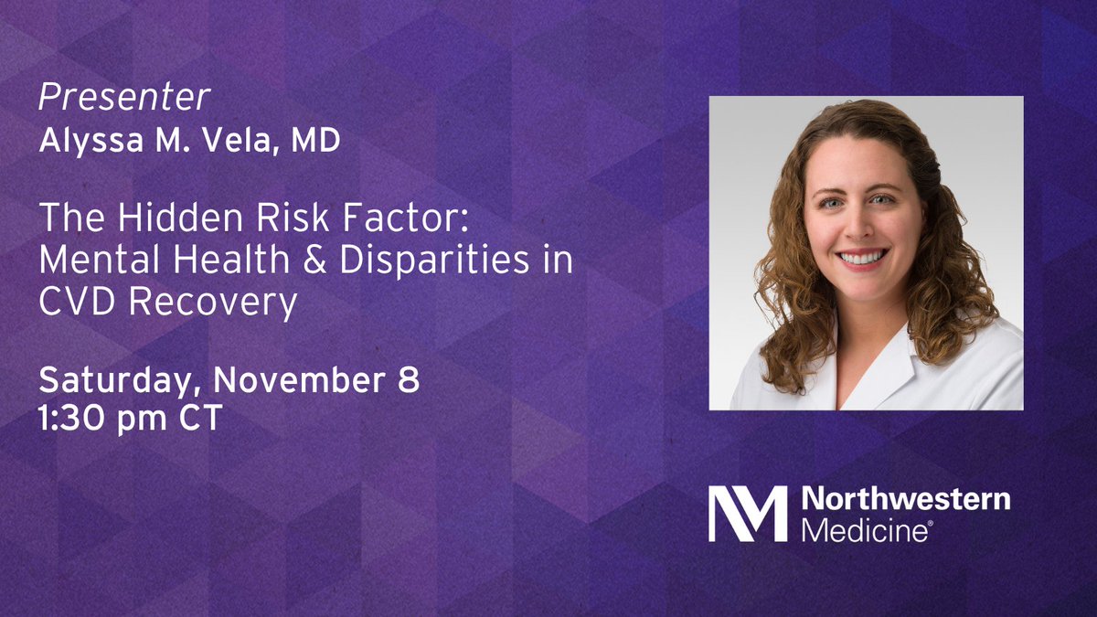 NMCardioVasc's tweet photo. At #AHA2025, join Alyssa M. Vela, MD (@healthpsychPhD), for her session, “The Hidden Risk Factor: Mental Health &amp; Disparities in CVD Recovery.” @AHAScience #NMatAHA. See the full schedule here: https://t.co/E5cUVUGHhJ https://t.co/X9Dn4fSQO5